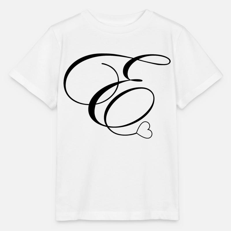 Lettre e calligraphie cœur - T-shirt bio MINI CREATOR Stanley/Stella Enfant - blanc