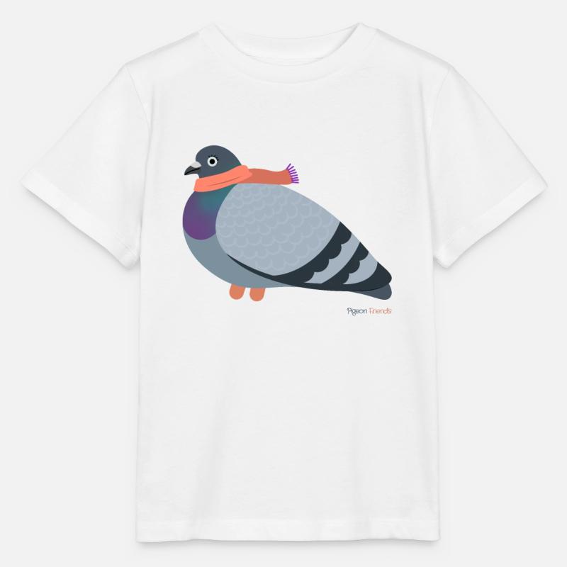 Colombe avec écharpe rose - T-shirt bio MINI CREATOR Stanley/Stella Enfant - blanc