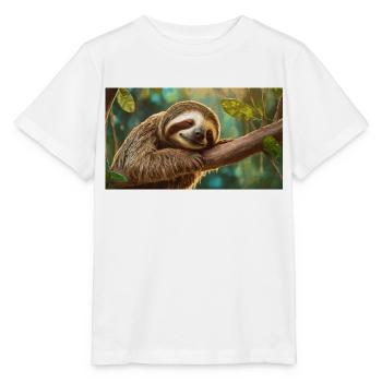 Niedliche Tiere chillen – Faultier - Stanley/Stella Kinder T-Shirt MINI CREATOR  - Weiß - Vorne - Maike (125cm)