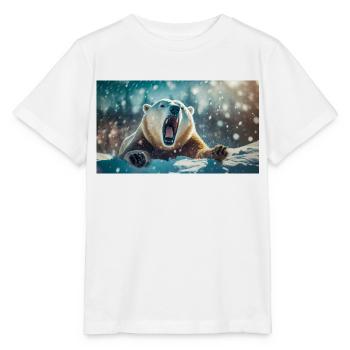 Niedliche Tiere chillen – Eisbär - Stanley/Stella Kinder T-Shirt MINI CREATOR  - Weiß - Vorne - Maike (125cm)
