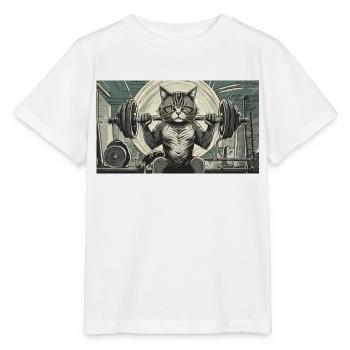 Wortspiel mehrdeutiger deutscher Ausdruck - Muskelkater - Stanley/Stella Kinder T-Shirt MINI CREATOR  - Weiß - Vorne - Maike (125cm)