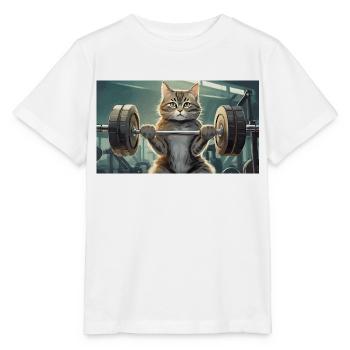 Wortspiel mehrdeutiger deutscher Ausdruck - Muskelkater - Stanley/Stella Kinder T-Shirt MINI CREATOR  - Weiß - Vorne - Maike (125cm)