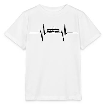 Herzschlag mit historischer Straßenbahn / S-Bahn - Stanley/Stella Kinder T-Shirt MINI CREATOR  - Weiß - Vorne - Maike (125cm)