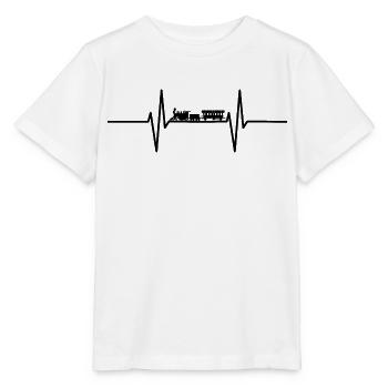 Heartbeat with historic steam locomotive / locomotive - Stanley/Stella MINI CREATOR Kids’ T-Shirt - white - Front - Maike (125cm)