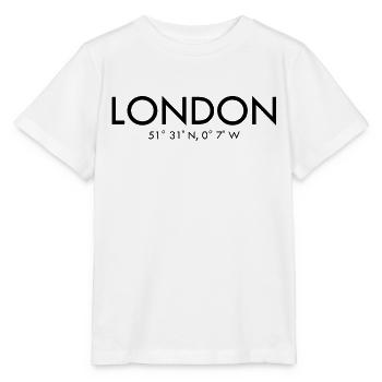 Londres - Coordonnées - Latitude - Longitude - GB - T-shirt bio MINI CREATOR Stanley/Stella Enfant - blanc - Devant - Maike (125cm)