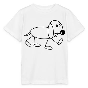 Dog stick figure walks cute walks comic - Stanley/Stella MINI CREATOR Kids’ T-Shirt - white - Front - Maike (125cm)