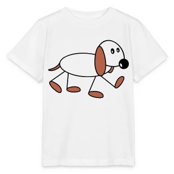 Dog stick figure walks cute walks comic - Stanley/Stella MINI CREATOR Kids’ T-Shirt - white - Front - Maike (125cm)