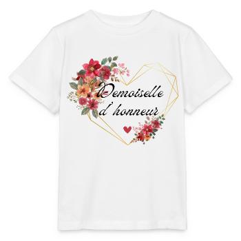 Brautjungfer Gold Herz Blumen - Stanley/Stella Kinder T-Shirt MINI CREATOR  - Weiß - Vorne - Maike (125cm)