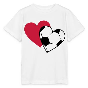 coeurs de football, couleur au choix - T-shirt bio MINI CREATOR Stanley/Stella Enfant - blanc - Devant - Maike (125cm)