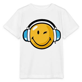 Smiley headphones - T-shirt bio MINI CREATOR Stanley/Stella Enfant - blanc - Devant - Maike (125cm)