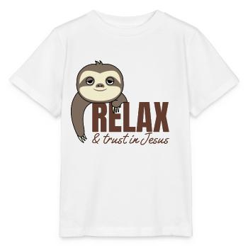 Détendez-vous et faites confiance à Jésus - paresse - T-shirt bio MINI CREATOR Stanley/Stella Enfant - blanc - Devant - Maike (125cm)