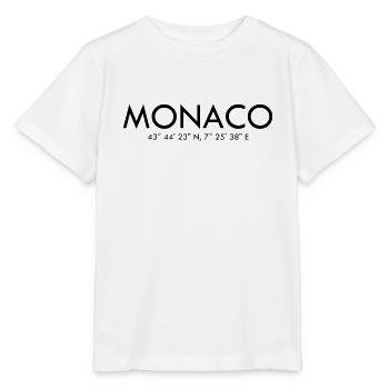 Monaco - Coordonnées - Latitude - Longitude - T-shirt bio MINI CREATOR Stanley/Stella Enfant - blanc - Devant - Maike (125cm)