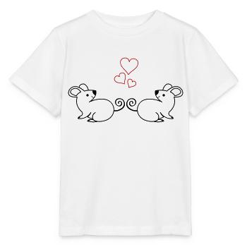Mäuse Verliebt - Stanley/Stella Kinder T-Shirt MINI CREATOR  - Weiß - Vorne - Maike (125cm)