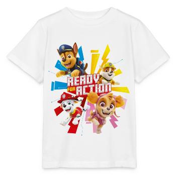Paw Patrol Ready For Action Spruch - Stanley/Stella Kinder T-Shirt MINI CREATOR  - Weiß - Vorne - Maike (125cm)