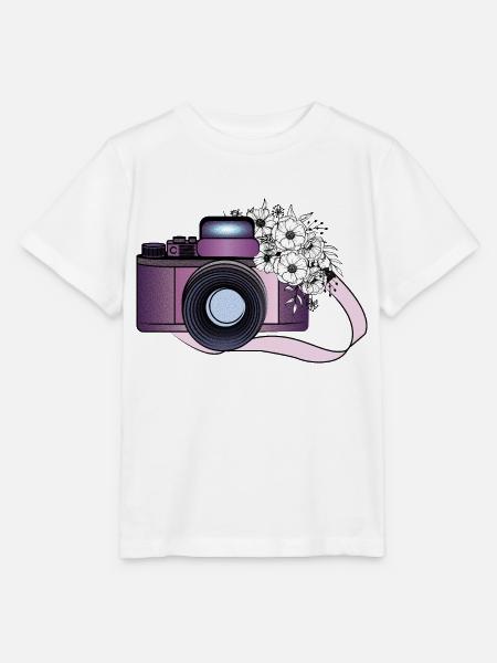 CAMARA CON FLORES - Stanley/Stella Kinder T-Shirt MINI CREATOR  - Weiß
