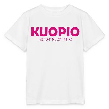 Kuopio - Finland - Coordinates - Longitude - Stanley/Stella Kinder T-Shirt MINI CREATOR  - Weiß - Vorne - Maike (125cm)