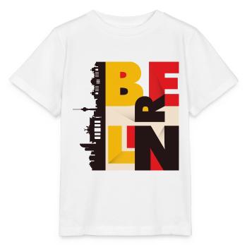 Berlin Skyline Allemagne Ville Noir Rouge Or - T-shirt bio MINI CREATOR Stanley/Stella Enfant - blanc - Devant - Maike (125cm)