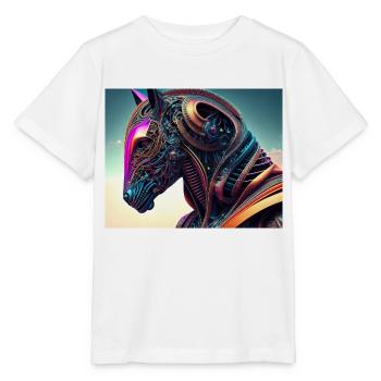 Mechanischer Pferdekopf - Stanley/Stella Kinder T-Shirt MINI CREATOR  - Weiß - Vorne - Maike (125cm)