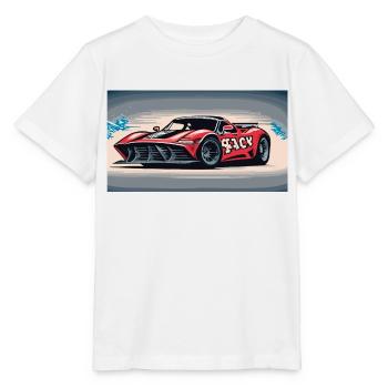 Voiture de course enveloppée dans la brume - T-shirt bio MINI CREATOR Stanley/Stella Enfant - blanc - Devant - Maike (125cm)