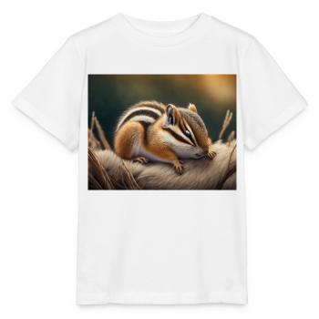 Niedliche Tiere im Winterschlaf – Streifenhörnchen - Stanley/Stella Kinder T-Shirt MINI CREATOR  - Weiß - Vorne - Maike (125cm)
