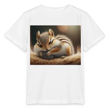 Niedliche Tiere im Winterschlaf – Streifenhörnchen - Stanley/Stella Kinder T-Shirt MINI CREATOR  - Weiß - Vorne - Maike (125cm)