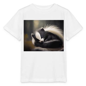 Niedliche Tiere im Winterschlaf – Waschbär - Stanley/Stella Kinder T-Shirt MINI CREATOR  - Weiß - Vorne - Maike (125cm)