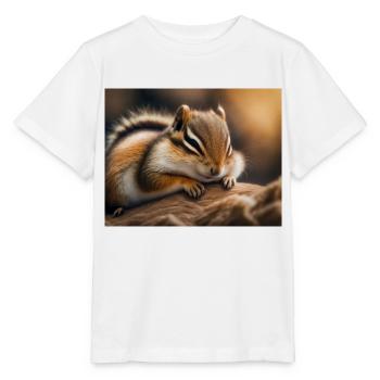 Niedliche Tiere im Winterschlaf – Streifenhörnchen - Stanley/Stella Kinder T-Shirt MINI CREATOR  - Weiß - Vorne - Maike (125cm)