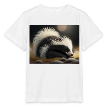 Niedliche Tiere im Winterschlaf – Waschbär - Stanley/Stella Kinder T-Shirt MINI CREATOR  - Weiß - Vorne - Maike (125cm)