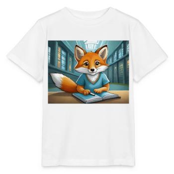 mignon petit renard démoniaque de la vie quotidienne – c’est la lecture - T-shirt bio MINI CREATOR Stanley/Stella Enfant - blanc - Devant - Maike (125cm)