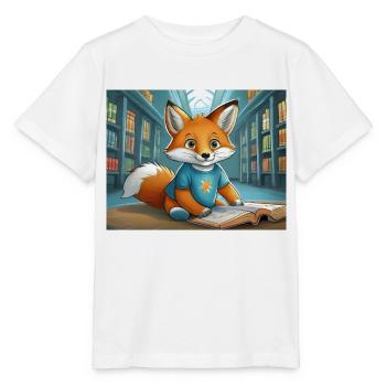 cute little fiend fox everyday life – is reading - Stanley/Stella MINI CREATOR Kids’ T-Shirt - white - Front - Maike (125cm)
