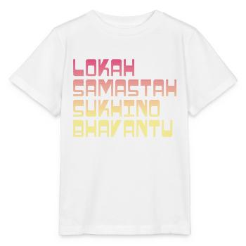 Yoga Shirt / Lokah Samastah Sukhino Bhavantu - Stanley/Stella Kinder T-Shirt MINI CREATOR  - Weiß - Vorne - Maike (125cm)