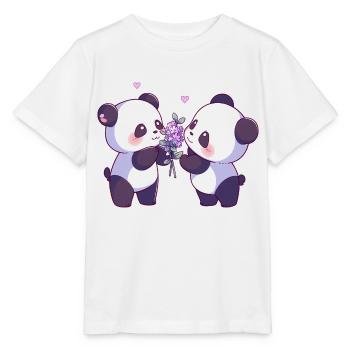 Valentinstag Pandas - Stanley/Stella Kinder T-Shirt MINI CREATOR  - Weiß - Vorne - Maike (125cm)