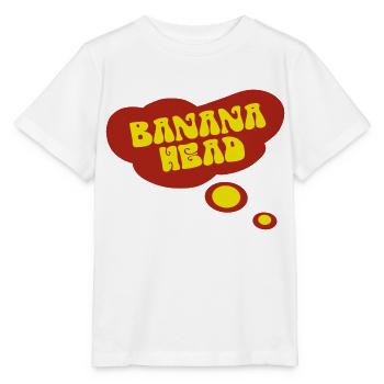 Grosse bulle de pensée rouge dans la TÊTE DE BANANE délavée - T-shirt bio MINI CREATOR Stanley/Stella Enfant - blanc - Devant - Maike (125cm)