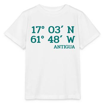 Coordonnées Antigua - Coordonnées - Caraïbes - T-shirt bio MINI CREATOR Stanley/Stella Enfant - blanc - Devant - Maike (125cm)