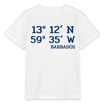 Barbados Coordinates - Koordinaten - West Indies - Stanley/Stella MINI CREATOR Kids’ T-Shirt - white - Front - Maike (125cm)