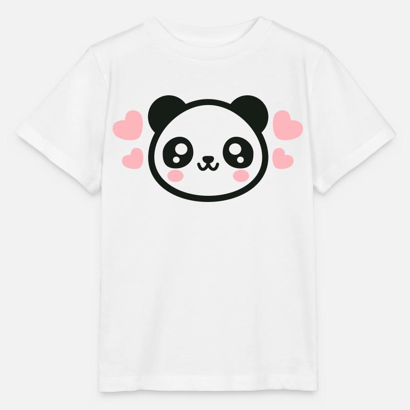 Visage de panda aimant : cœurs adorables - T-shirt bio MINI CREATOR Stanley/Stella Enfant - blanc