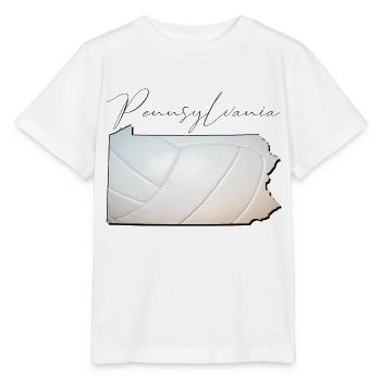 Volleyball in der Pennsylvania State Landkarte PA - Stanley/Stella Kinder T-Shirt MINI CREATOR  - Weiß - Vorne - Maike (125cm)