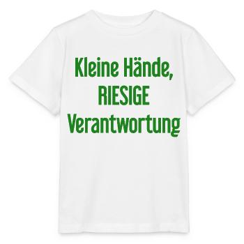Kleine Hände, riesige Verantwortung Eltern-Spruch - Stanley/Stella Kinder T-Shirt MINI CREATOR  - Weiß - Vorne - Maike (125cm)