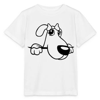 Dog Behind Wall Pretty Lady Bow Female - Stanley/Stella MINI CREATOR Kids’ T-Shirt - white - Front - Maike (125cm)