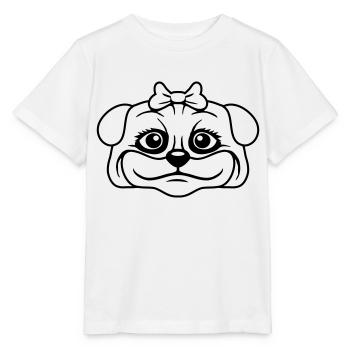 Dog Pug Girl Pretty Bow Woman Female - Stanley/Stella MINI CREATOR Kids’ T-Shirt - white - Front - Maike (125cm)