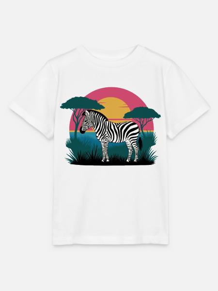 Sunset Zebra - Stanley/Stella Kinder T-Shirt MINI CREATOR - Weiß