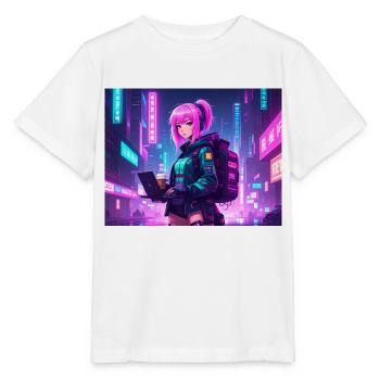 Neon Hacker Girl – Prêt à coder et à conquérir - T-shirt bio MINI CREATOR Stanley/Stella Enfant - blanc - Devant - Maike (125cm)