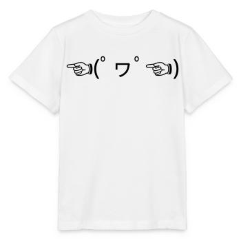 Émote ☜ de louange (゚ヮ゚☜) Pointing Kaomoji - T-shirt bio MINI CREATOR Stanley/Stella Enfant - blanc - Devant - Maike (125cm)