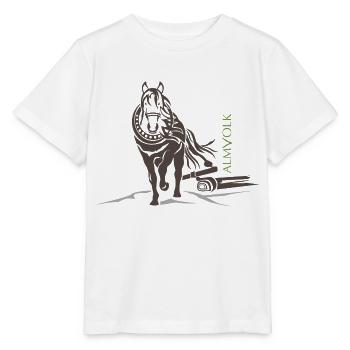 ALMVOLK Haflinger - Stanley/Stella Kinder T-Shirt MINI CREATOR  - Weiß - Vorne - Maike (125cm)