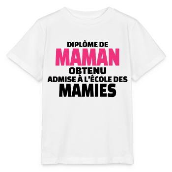 diplôme de maman obtenu admise à l'école de mamies - T-shirt bio MINI CREATOR Stanley/Stella Enfant - blanc - Devant - Maike (125cm)
