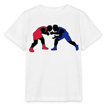 drawing sport fight wrestler wrestling - Stanley/Stella MINI CREATOR Kids’ T-Shirt - white - Front - Maike (125cm)