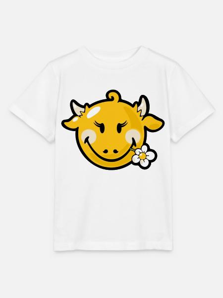 Smiley Cow - Stanley/Stella Kinder T-Shirt MINI CREATOR  - Weiß