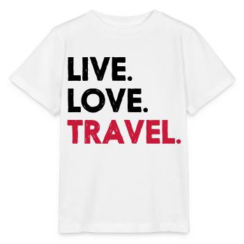 LIVE. LOVE. TRAVEL. - Stanley/Stella Kinder T-Shirt MINI CREATOR  - Weiß - Vorne - Maike (125cm)
