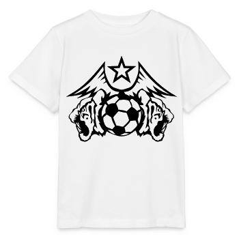 ballon foot tete tigre logo sport - T-shirt bio MINI CREATOR Stanley/Stella Enfant - blanc - Devant - Maike (125cm)