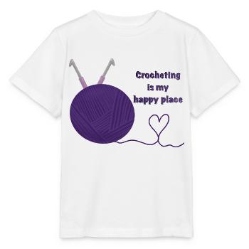 Häkeln ist mein glücklicher Ort - Stanley/Stella Kinder T-Shirt MINI CREATOR  - Weiß - Vorne - Maike (125cm)